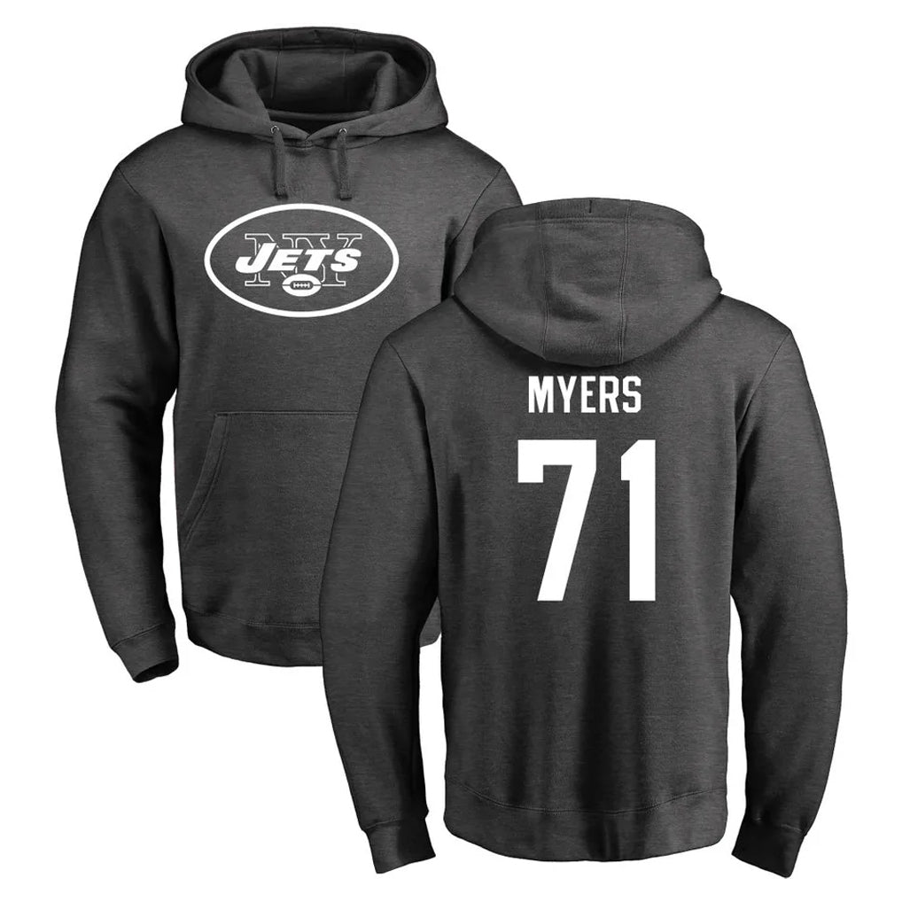 NY.Jets #71 Josh Myers Player Gray Pullover Hoodies Limited Game BALCE Stitched Jerseys