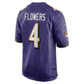 B.Ravens #4 Zay Flowers Player Purple Alternate Home Game BALCE Stitched Jerseys