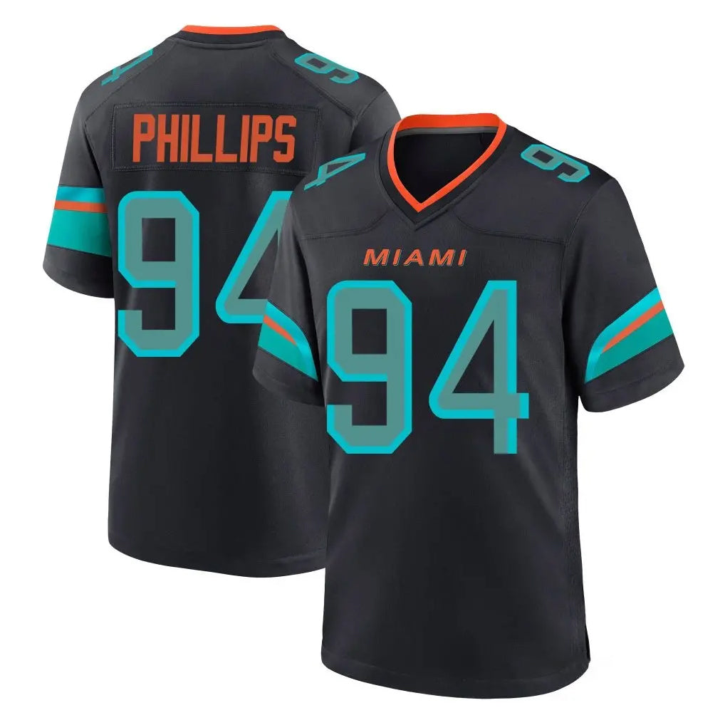 M.Dolphins #94 Jordan Phillips Player Black Pitch Rivalries Collection Home Game BALCE Stitched Jerseys