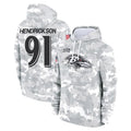 B.Ravens #91 Trey Hendrickson Player Arctic Camo Salute To Service Hoodie BALCE Stitched Jerseys