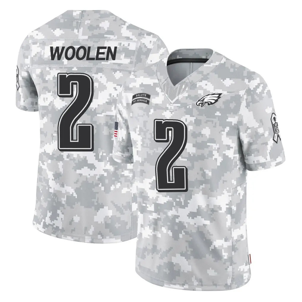 P.Eagles #2 Riq Woolen Player Arctic Camo Salute to Service Limited Game BALCE Stitched Jerseys