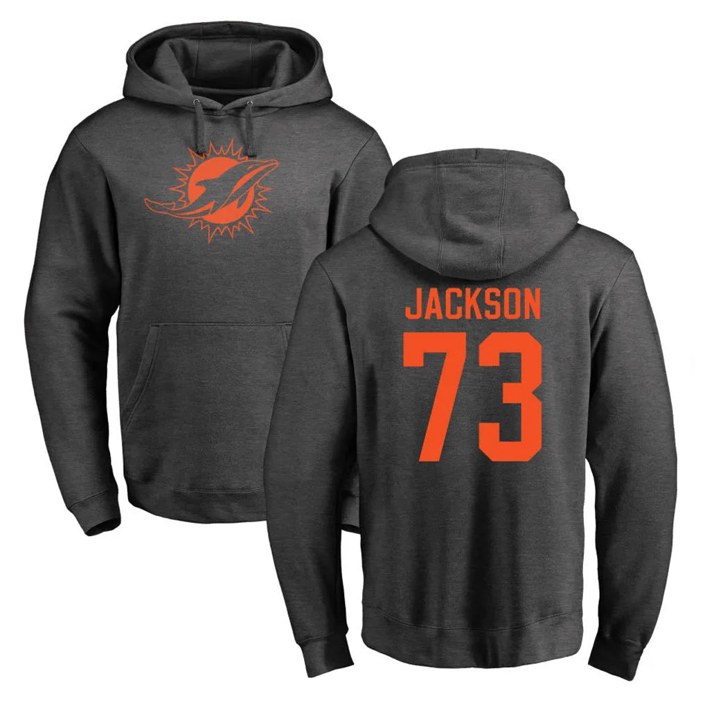 M.Dolphins #73 Austin Jackson Player Darkgray Pullover Hoodies Limited BALCE Stitched Jerseys