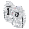 LV.Raiders #1 Tre Tucker Player Arctic Camo Salute to Service Hoodies Limited Game BALCE Stitched Jerseys