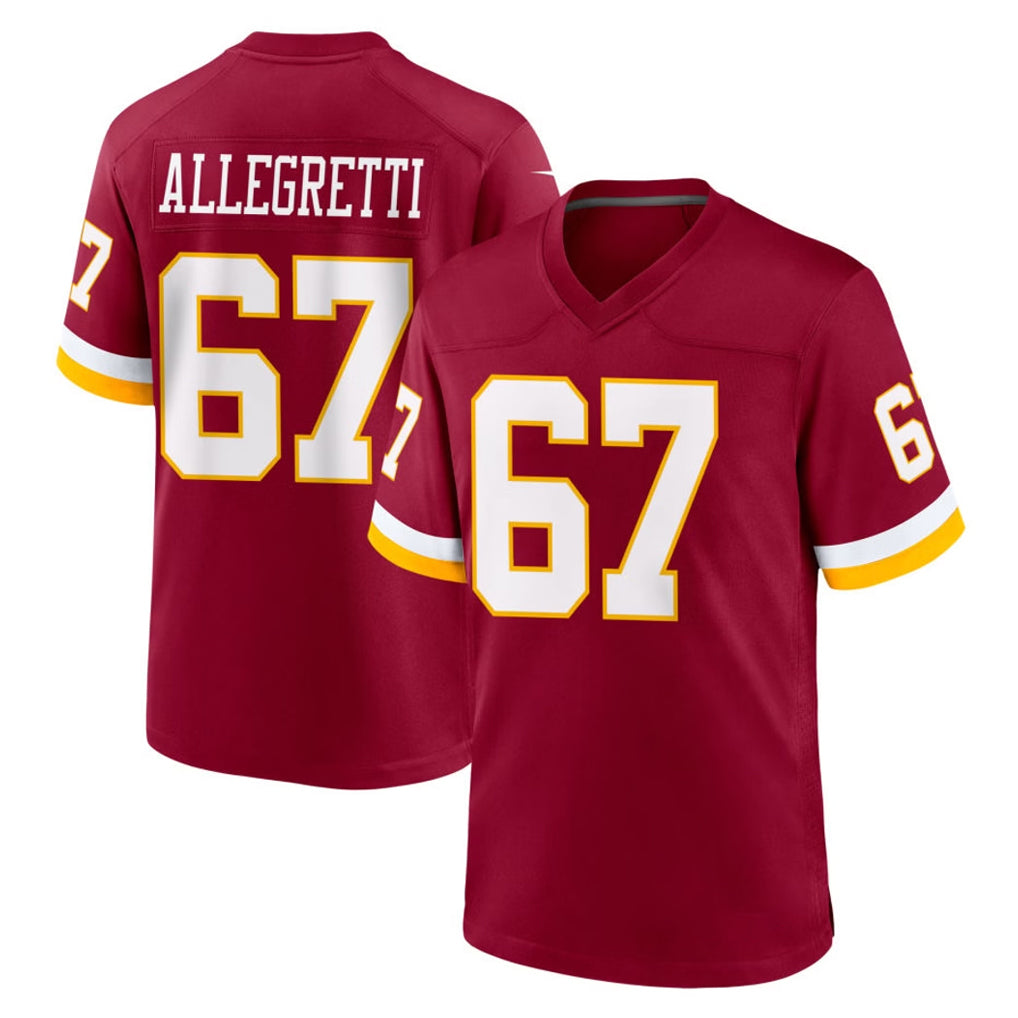 W.Commanders #67 Nick Allegretti Player Burgundy Game Home BALCE Stitched Jerseys