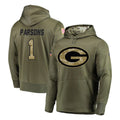 GB.Packers #1 Micah Parsons Player Olive Salute to Service Pullover Hoodies Home Game BALCE Stitched Jerseys