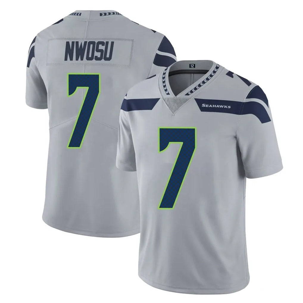 S.Seahawks #7 Uchenna Nwosu Player Gray Limited Vapor Untouchable Home Game BALCE Stitched Jerseys