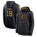 T.Titans #18 Cor'Dale Flott Player Black Salute to Service Sideline Performance Pullover Hoodies Home Game BALCE Stitched Jerseys