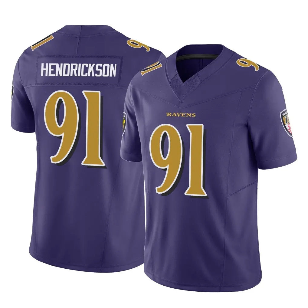 B.Ravens #91 Trey Hendrickson Player Purple Vapor F.U.S.E. Limited Game BALCE Stitched Jerseys