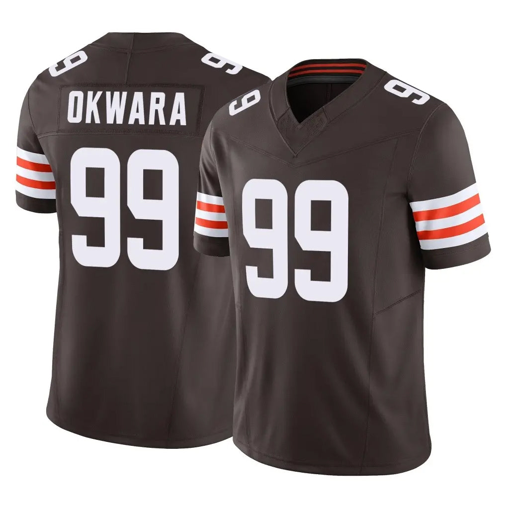C.Browns #99 Julian Okwara Player Brown Vapor F.U.S.E. Limited Home Game BALCE Stitched Jerseys