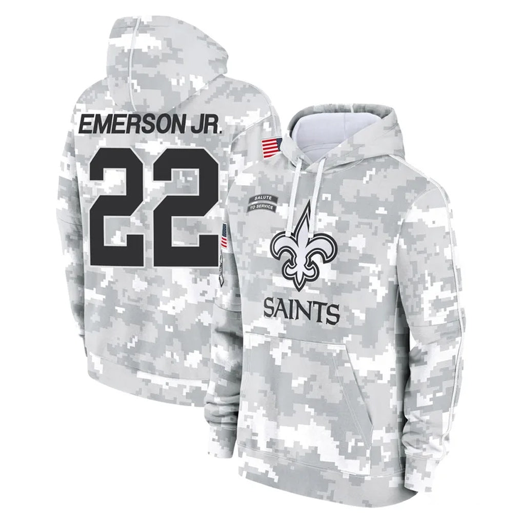 NO.Saints #22 Martin Emerson Jr. Player Arctic Camo Salute to Service Pullover Hoodies Limited Game BALCE Stitched Jerseys