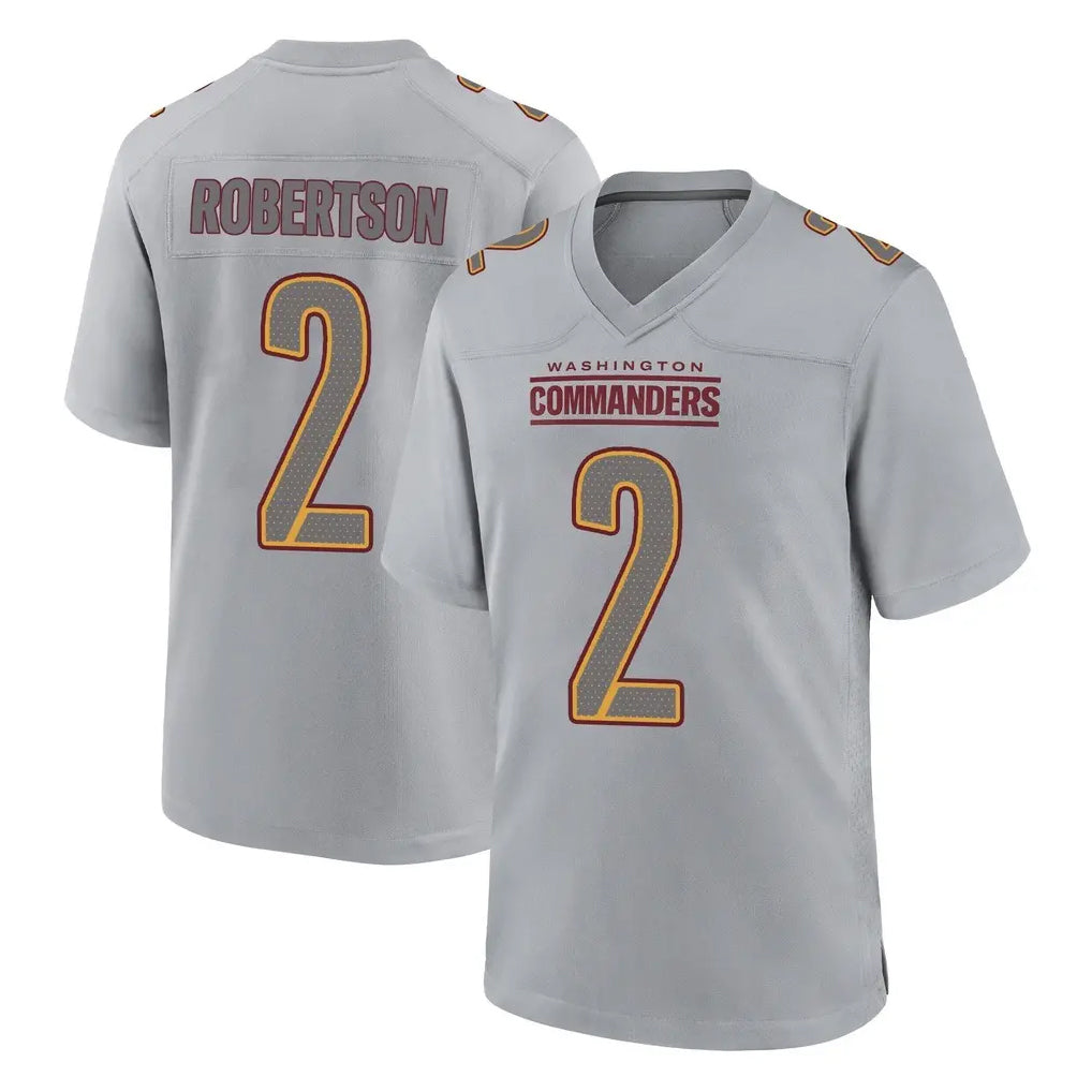 W.Commanders #2 Amik Robertson Player Gray Atmosphere Fashion Home Game BALCE Stitched Jerseys