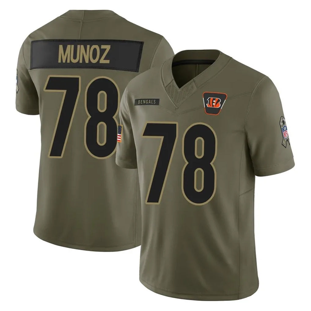 C.Bengals #78 Anthony Munoz Player Olive Salute to Service Limited Home Game BALCE Stitched Jerseys