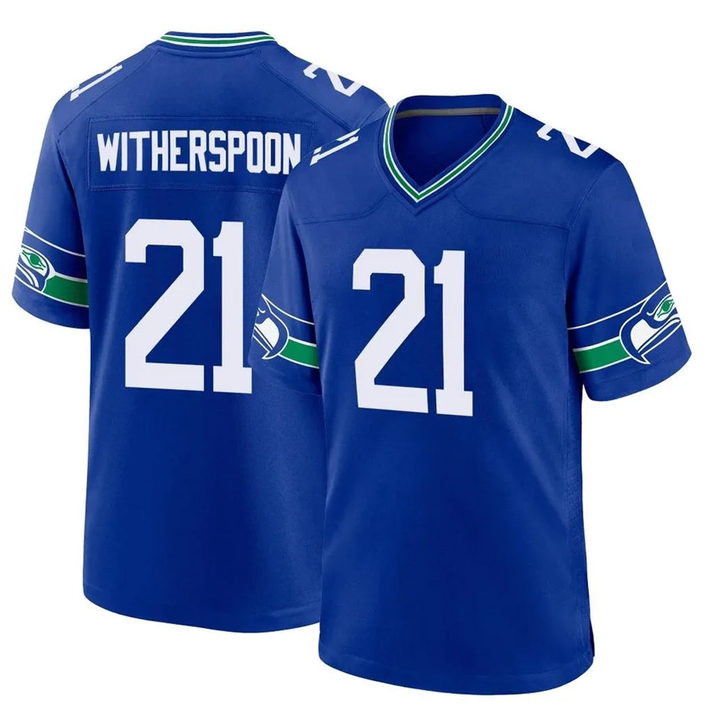 S.Seahawks #21 Devon Witherspoon Player Royal Throwback Home Game BALCE Stitched Jerseys