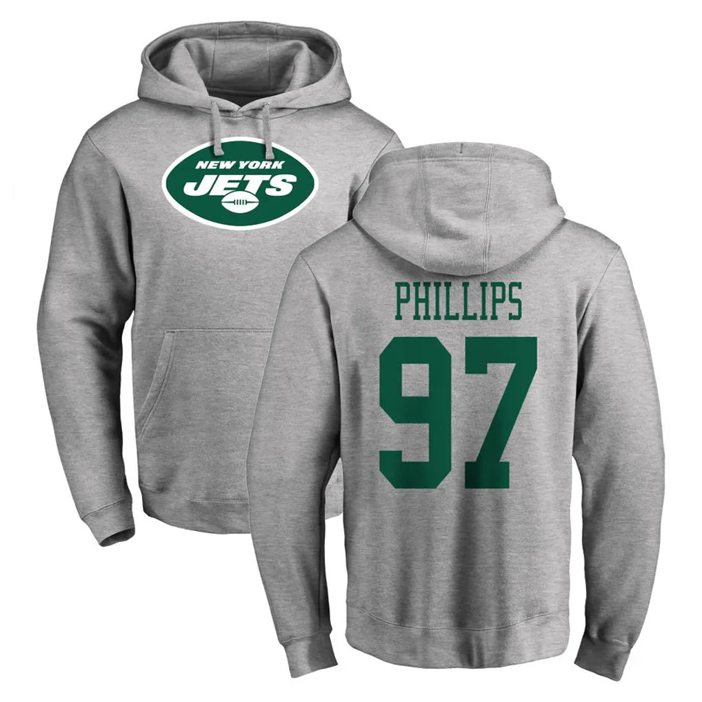 NY.Jets #97 Harrison Phillips Player Gray LOGO Pullover Hoodies Limited Game BALCE Stitched Jerseys
