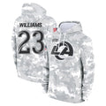 LA.Rams #23 Kyren Williams Player Arctic Camo Salute to Service Hoodies Limited Game BALCE Stitched Jerseys