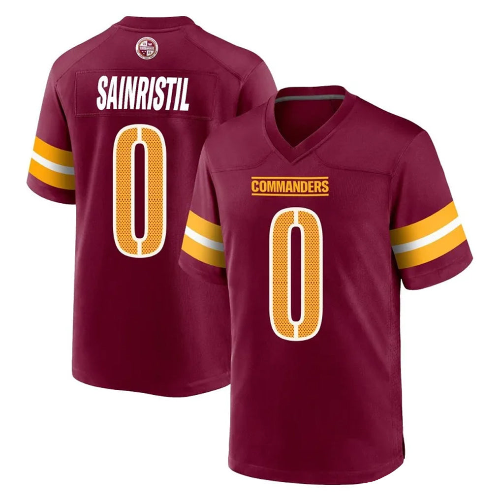 W.Commanders #0 Mike Sainristil Player Burgundy Home Game BALCE Stitched Jerseys