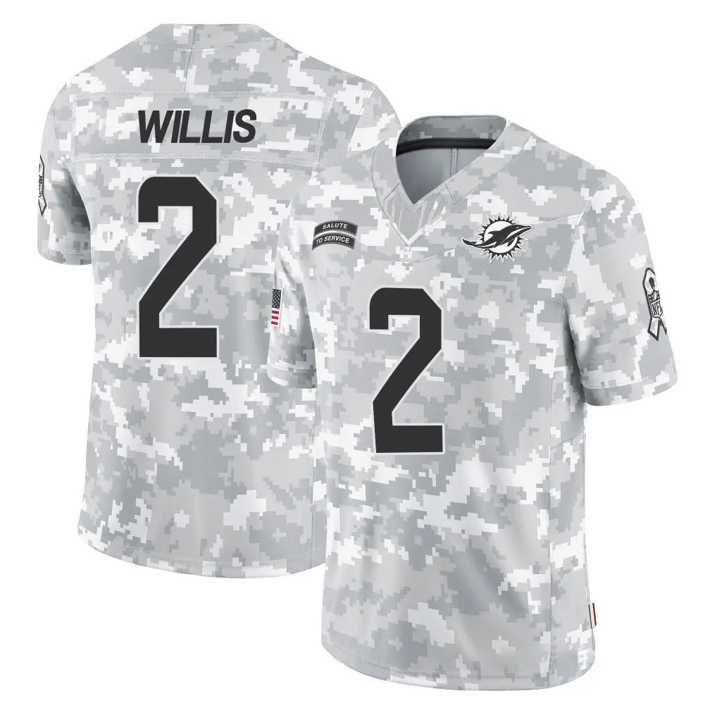 M.Dolphins #2 Malik Willis Player Arctic Camo Salute To Service Limited Game BALCE Stitched Jerseys