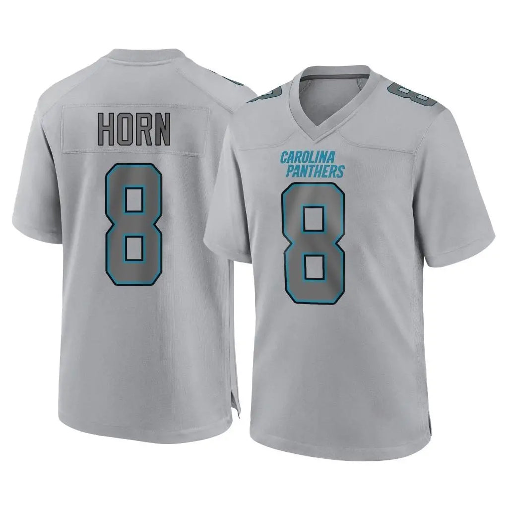C.Panthers #8 Jaycee Horn Player Gray Atmosphere Fashion Game BALCE Stitched Jerseys
