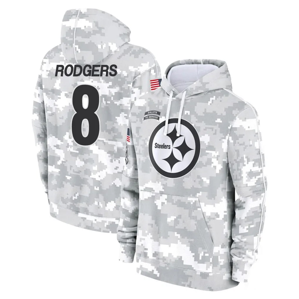 P.Steelers #8 Aaron Rodgers Player Arctic Camo Limited Salute to Service Pullover Hoodies Game BALCE Stitched Jerseys