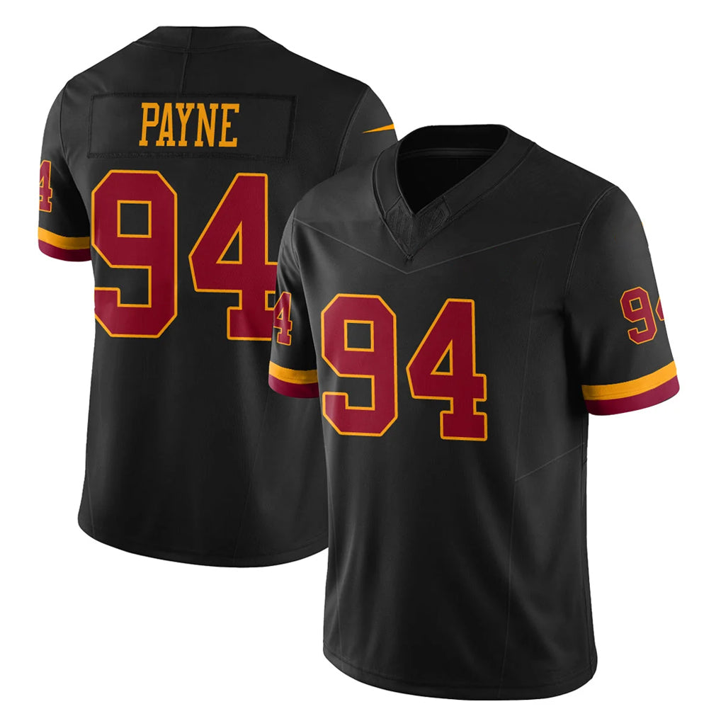 W.Commanders #94 Daron Payne Player Black Limited Vapor Home Game BALCE Stitched Jerseys