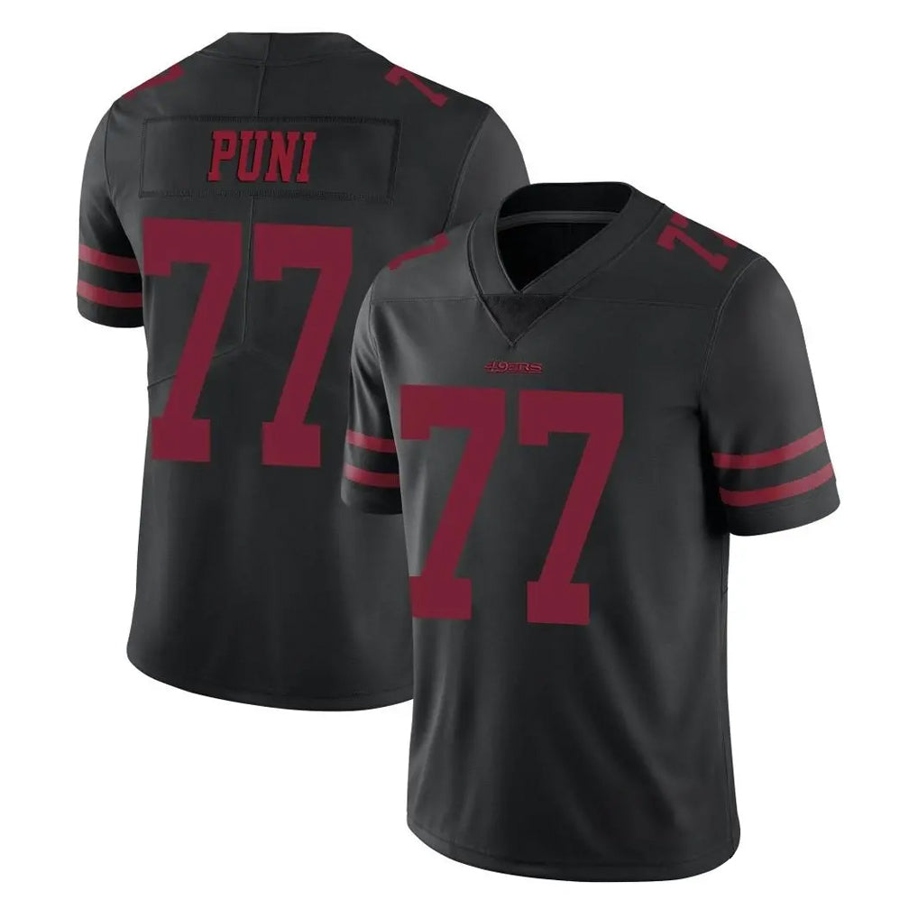 SF.49ers #77 Dominick Puni Player Black Alternate Limited Vapor Untouchable Home Game BALCE Stitched Jerseys