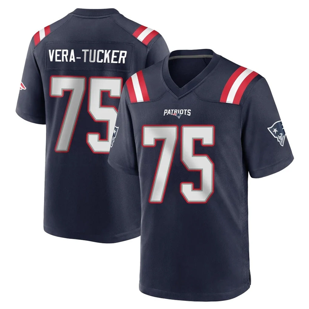 NE.Patriots #75 Alijah Vera-Tucker Player Navy Home Game BALCE Stitched Jerseys