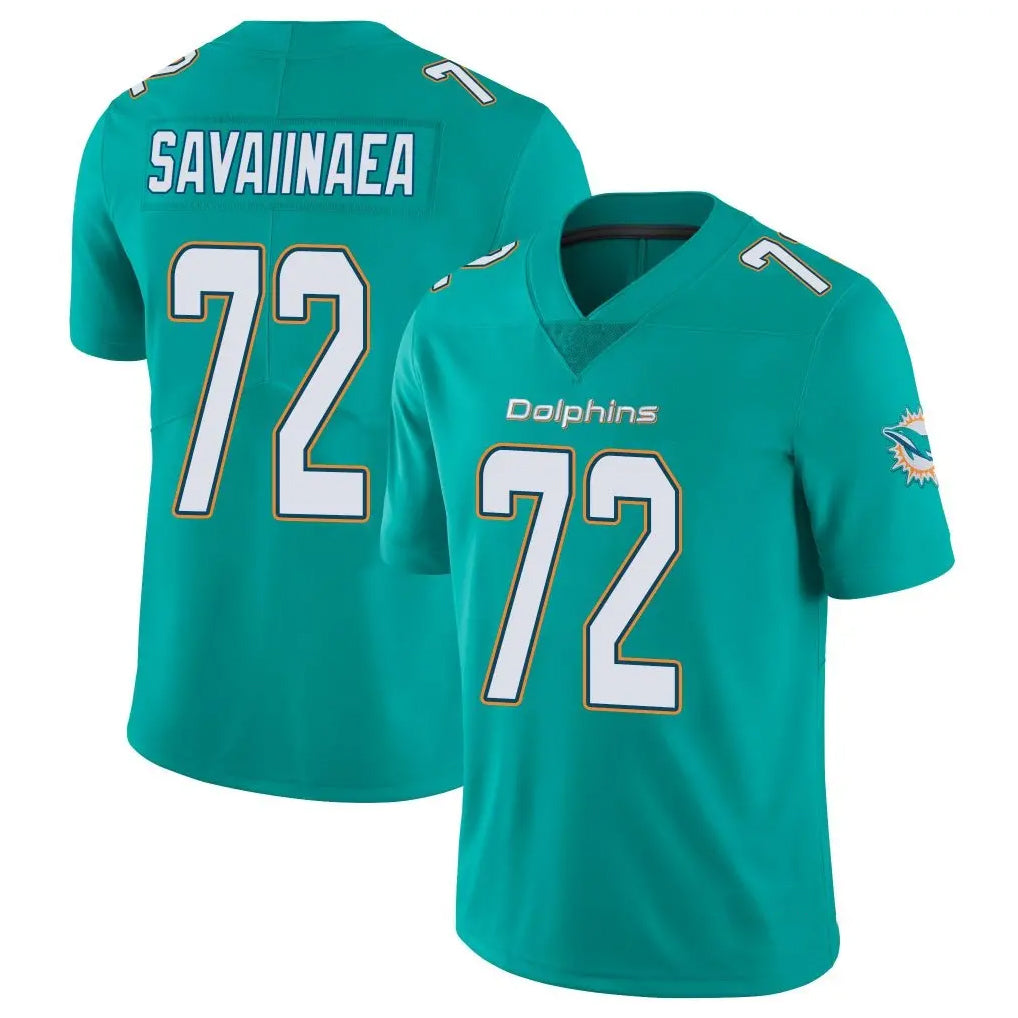 M.Dolphins #72 Jonah Savaiinaea Player Aqua Limited Vapor Untouchable Home Game BALCE Stitched Jerseys