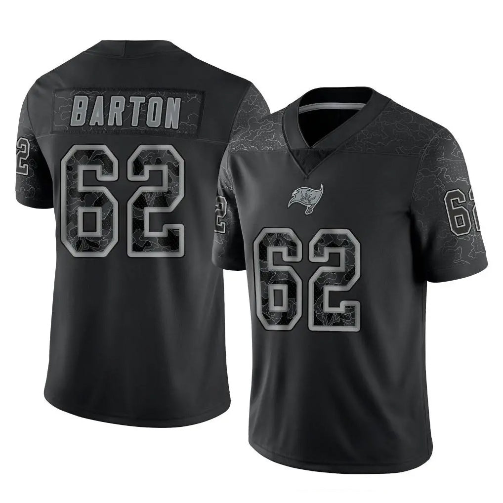 TB.Buccaneers #62 Graham Barton Player Black Reflective Limited Home Game BALCE Stitched Jerseys
