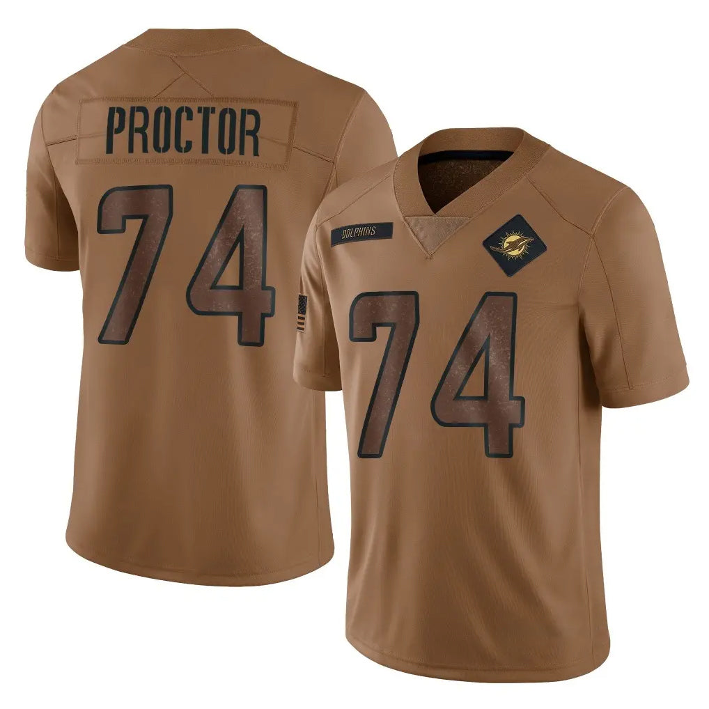 M.Dolphins #74 Kadyn Proctor Player Brown Salute To Service Limited BALCE Stitched Jerseys