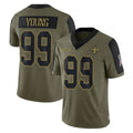 NO.Saints #99 Chase Young Player Olive Salute To Service Limited Game BALCE Stitched Jerseys