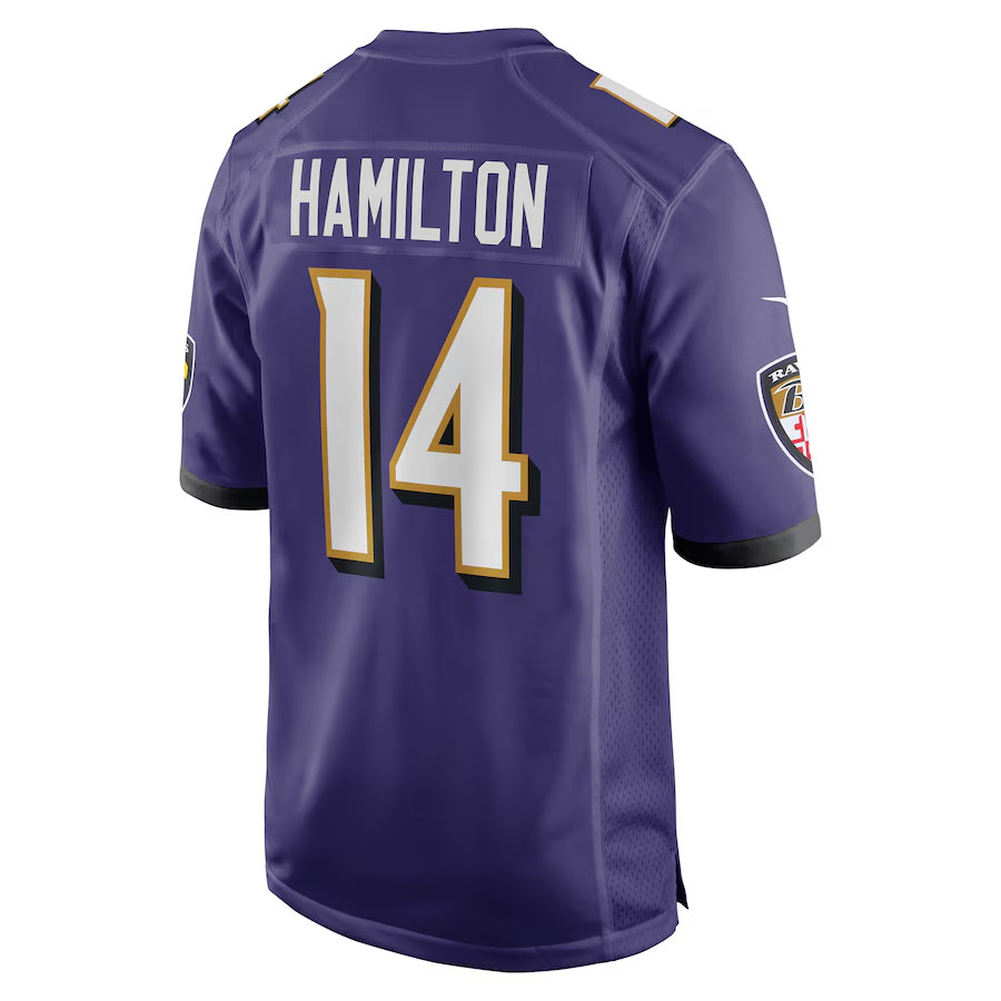 B.Ravens #14 Kyle Hamilton Player Purple Alternate Game Home BALCE Stitched Jerseys