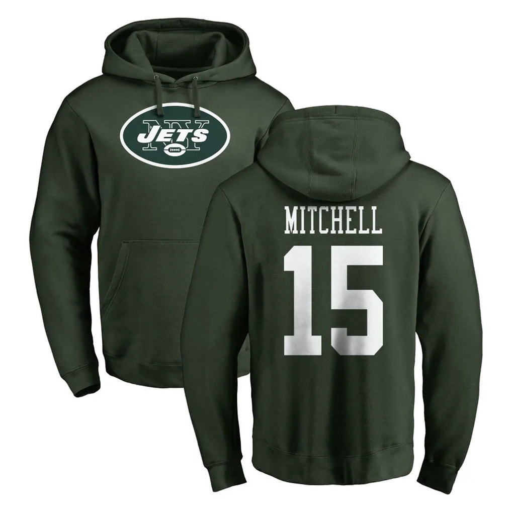 NY.Jets #15 Adonai Mitchell Player Green LOGO Pullover Hoodies Limited Game BALCE Stitched Jerseys
