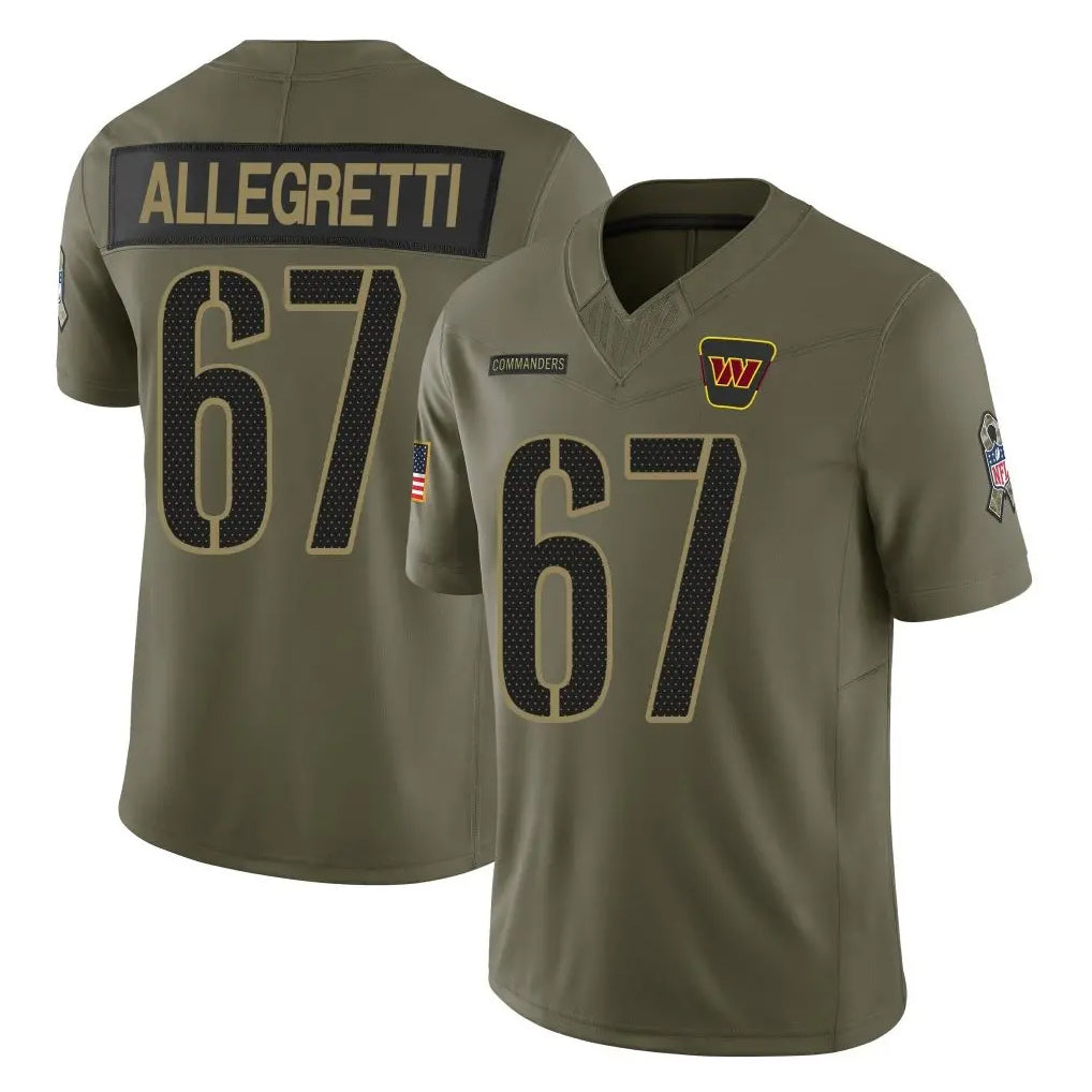 W.Commanders #67 Nick Allegretti Player Olive 2025 Salute To Service Limited Home Game BALCE Stitched Jerseys