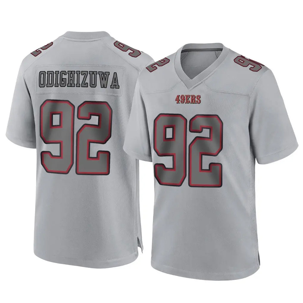 SF.49ers #92 Osa Odighizuwa Player Gray Atmosphere Fashion Home Game BALCE Stitched Jerseys