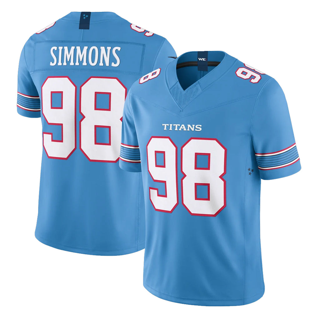 T.Titans #98 Jeffery Simmons Player Light Blue Team Vapor F.U.S.E. Limited Home Game BALCE Stitched Jerseys