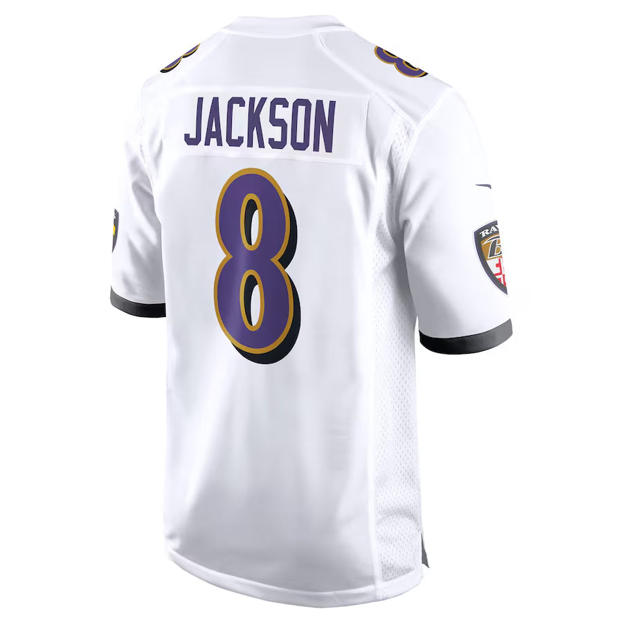 B.Ravens #8 Lamar Jackson Player White Alternate Game BALCE Stitched Jerseys