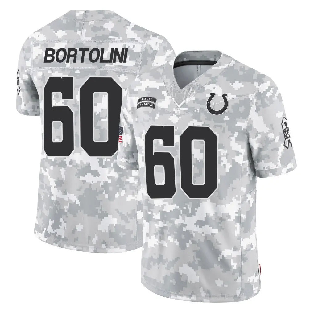 IN.Colts #60 Tanor Bortolini Player Arctic Camo Salute To Service Limited Game BALCE Stitched Jerseys