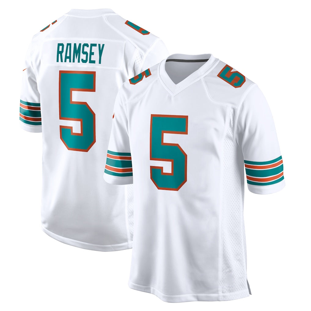 M.Dolphins #5 Jaylen Wright Player White Limited Home Game BALCE Stitched Jerseys