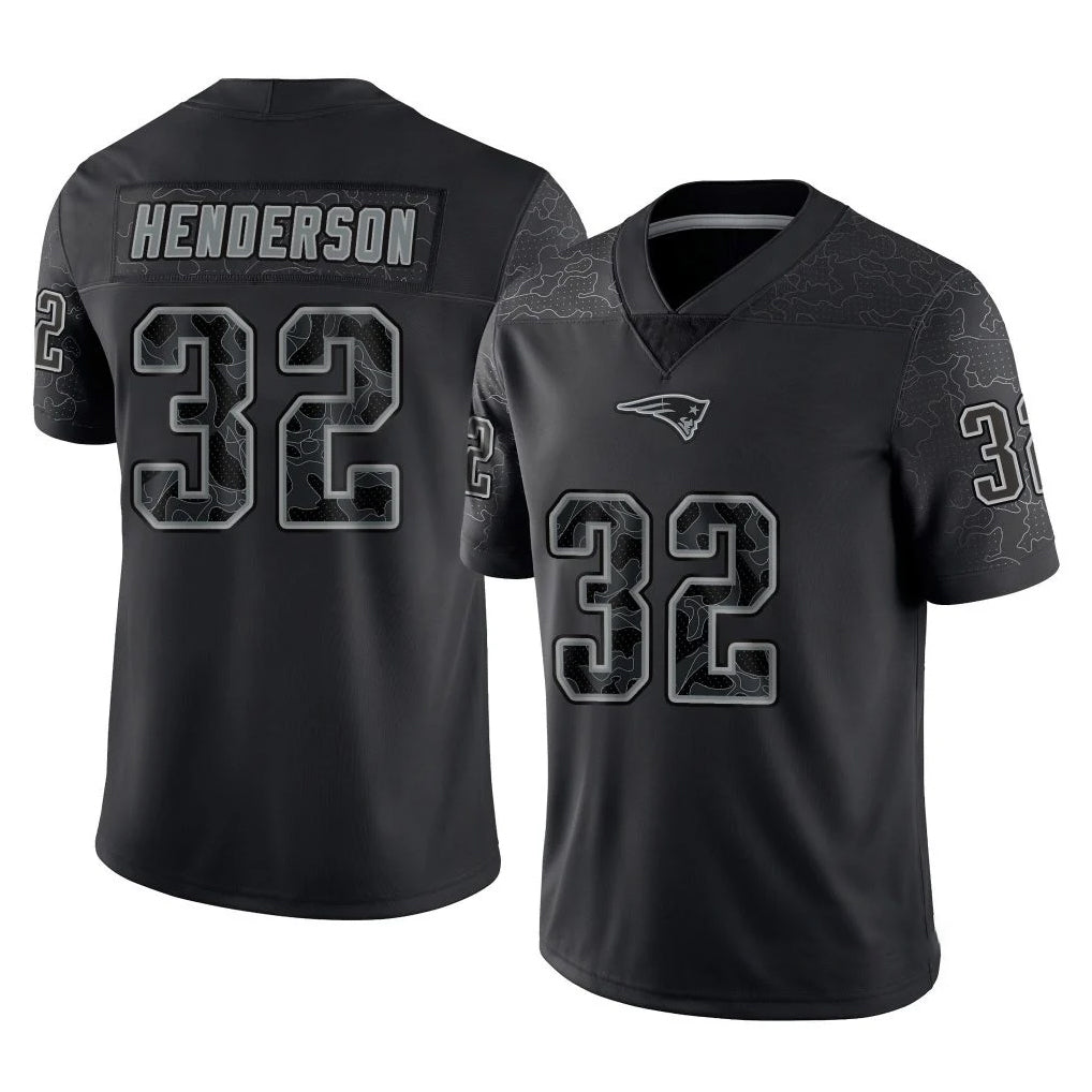 NE.Patriots #32 TreVeyon Henderson Player Black Reflective LImited Home Game BALCE Stitched Jerseys