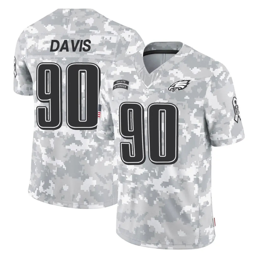 P.Eagles #90 Jordan Davis Player Arctic Camo Salute to Service Limited Game BALCE Stitched Jerseys