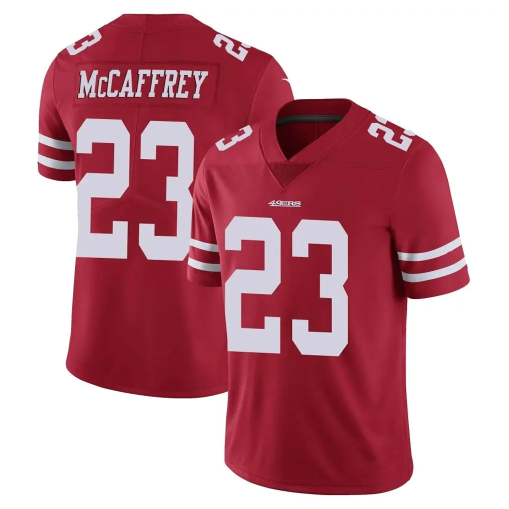 SF.49ers #23 Christian McCaffrey Player Red Limited Vapor Untouchable Home Game BALCE Stitched Jerseys