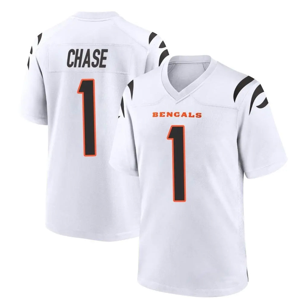 C.Bengals #1 Ja'Marr Chase Player White Home Game BALCE Stitched Jerseys