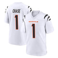 C.Bengals #1 Ja'Marr Chase Player White Home Game BALCE Stitched Jerseys