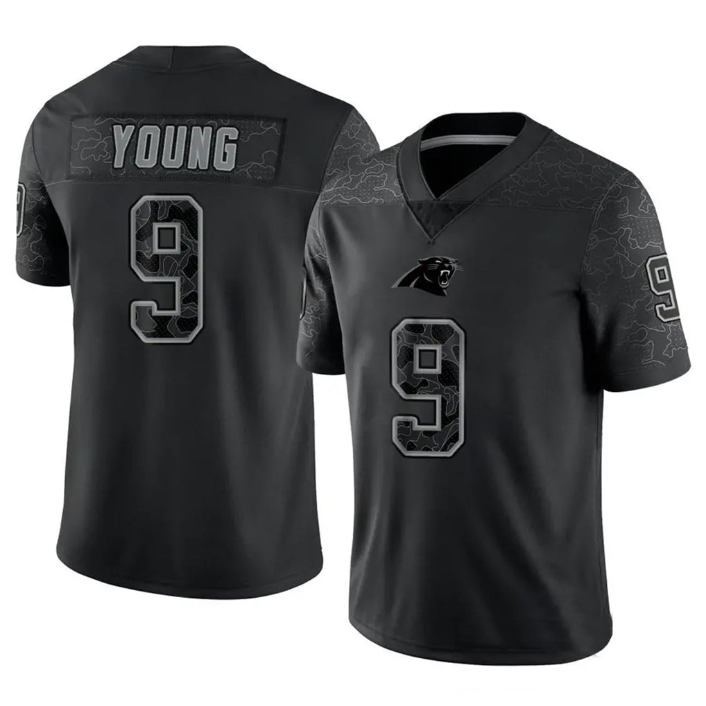 C.Panthers #9 Bryce Young Player Black REFLECTIVE Limited Game BALCE Stitched Jerseys