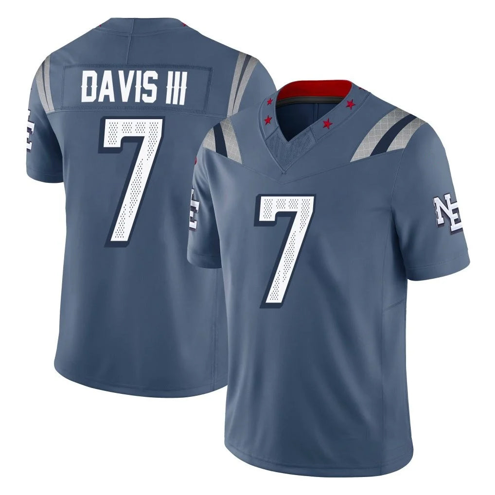NE.Patriots #7 Carlton Davis III Player Blue Limited Rivalries Collection Home Game BALCE Stitched Jerseys