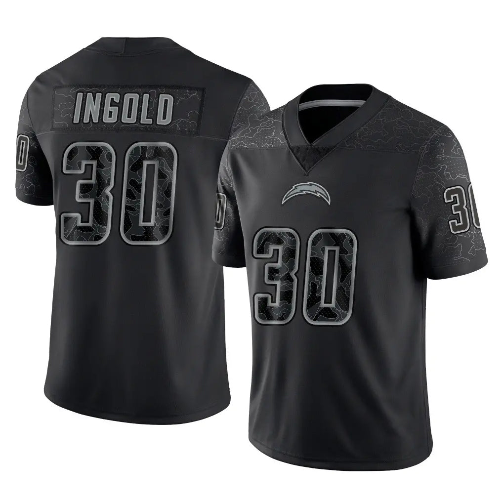 LA.Chargers #30 Alec Ingold Player Black Limited Reflective Home Game BALCE Stitched Jerseys