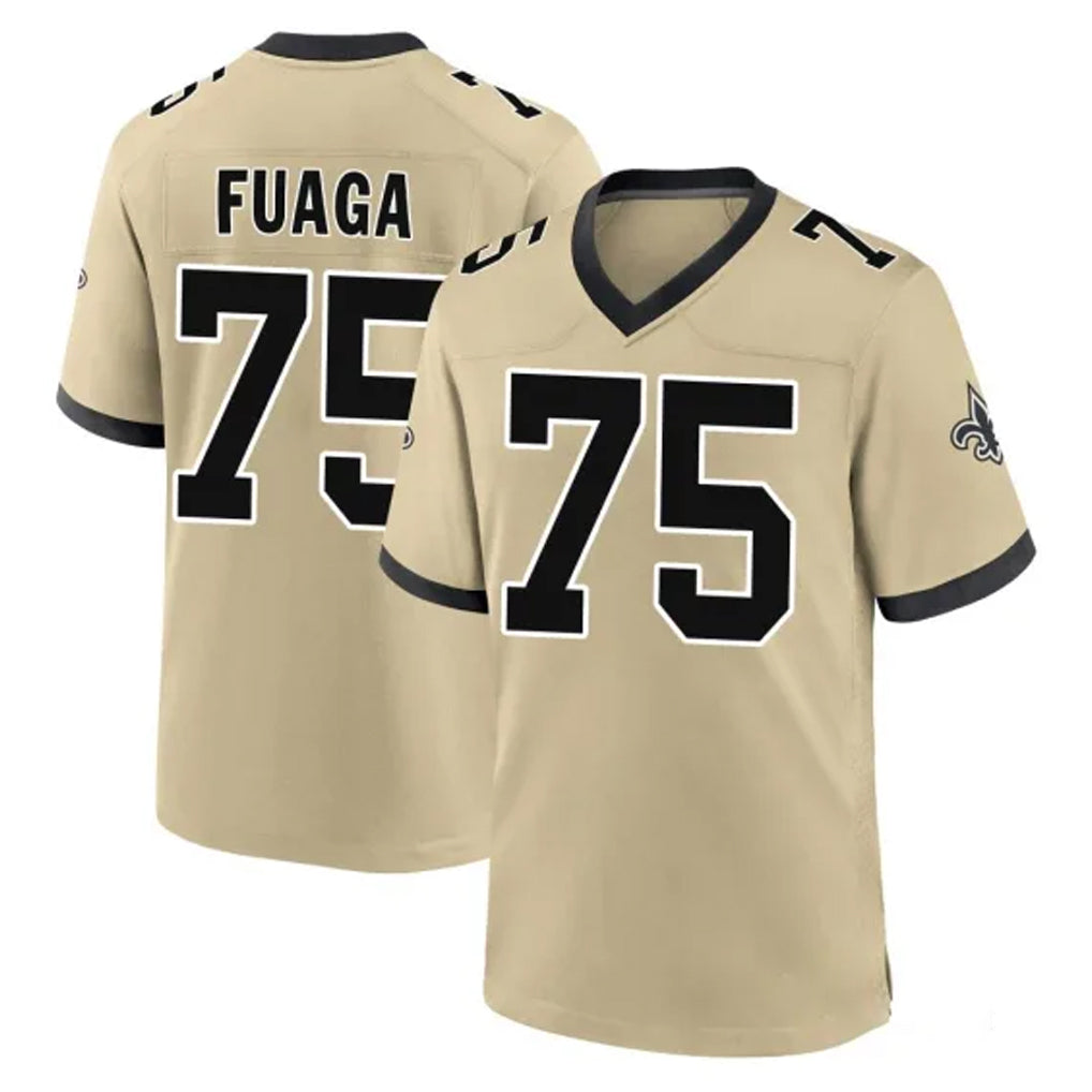 NO.Saints #75 Taliese Fuaga Player Gold Home Game BALCE Stitched Jerseys