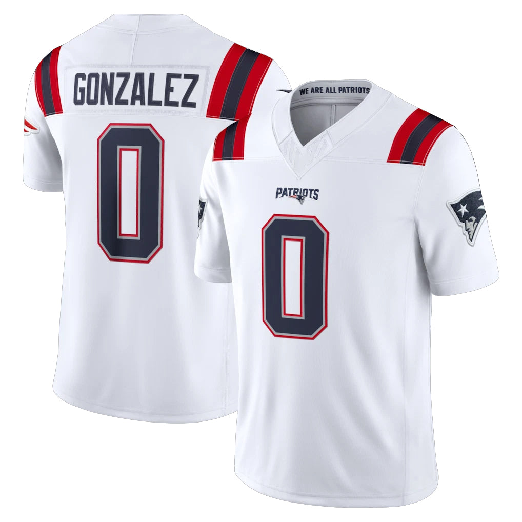 NE.Patriots #0 Christian Gonzalez Player White Limited Vapor F.U.S.E. Home Game BALCE Stitched Jerseys