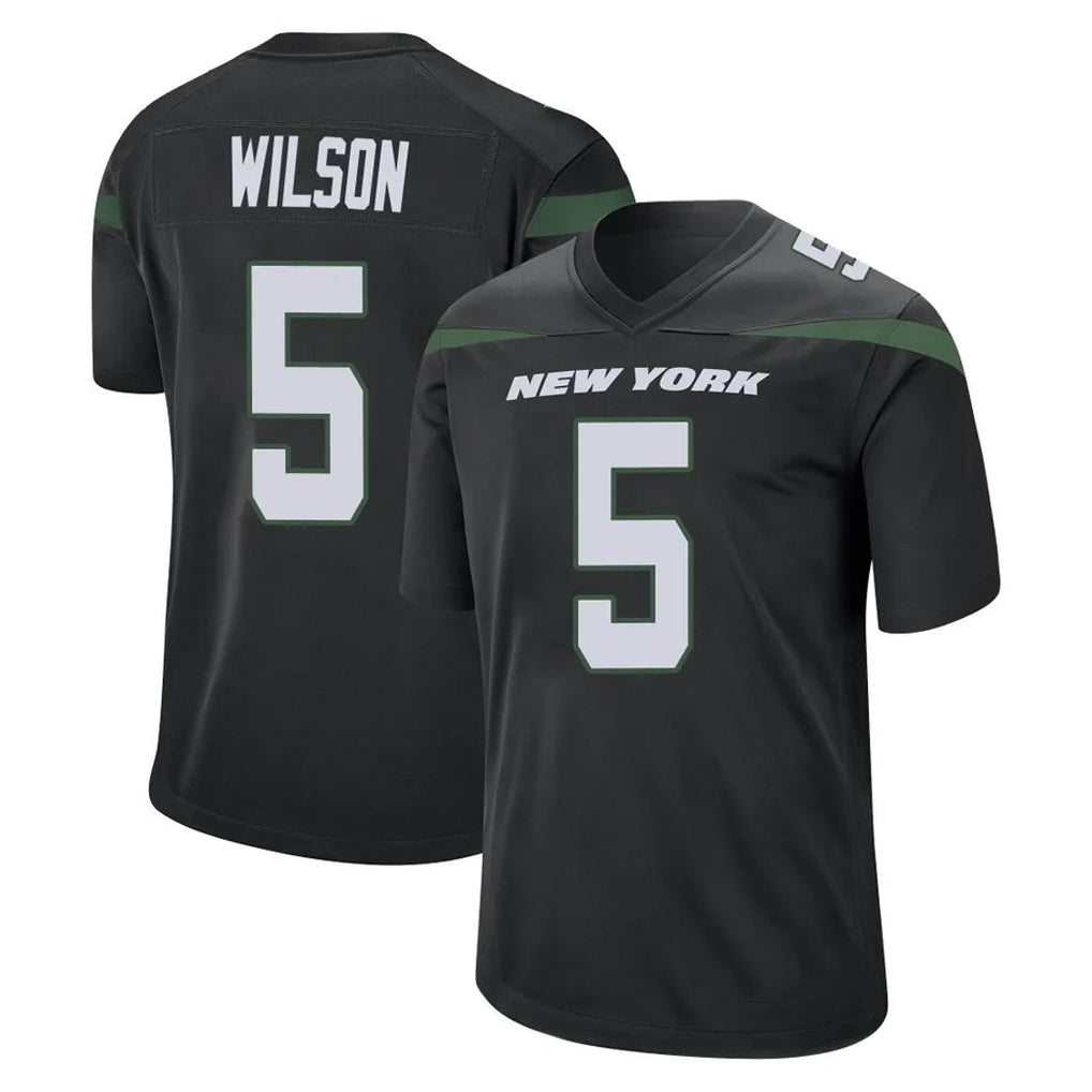 NY.Jets #5 Garrett Wilson Player Stealth Black Home Game BALCE Stitched Jerseys