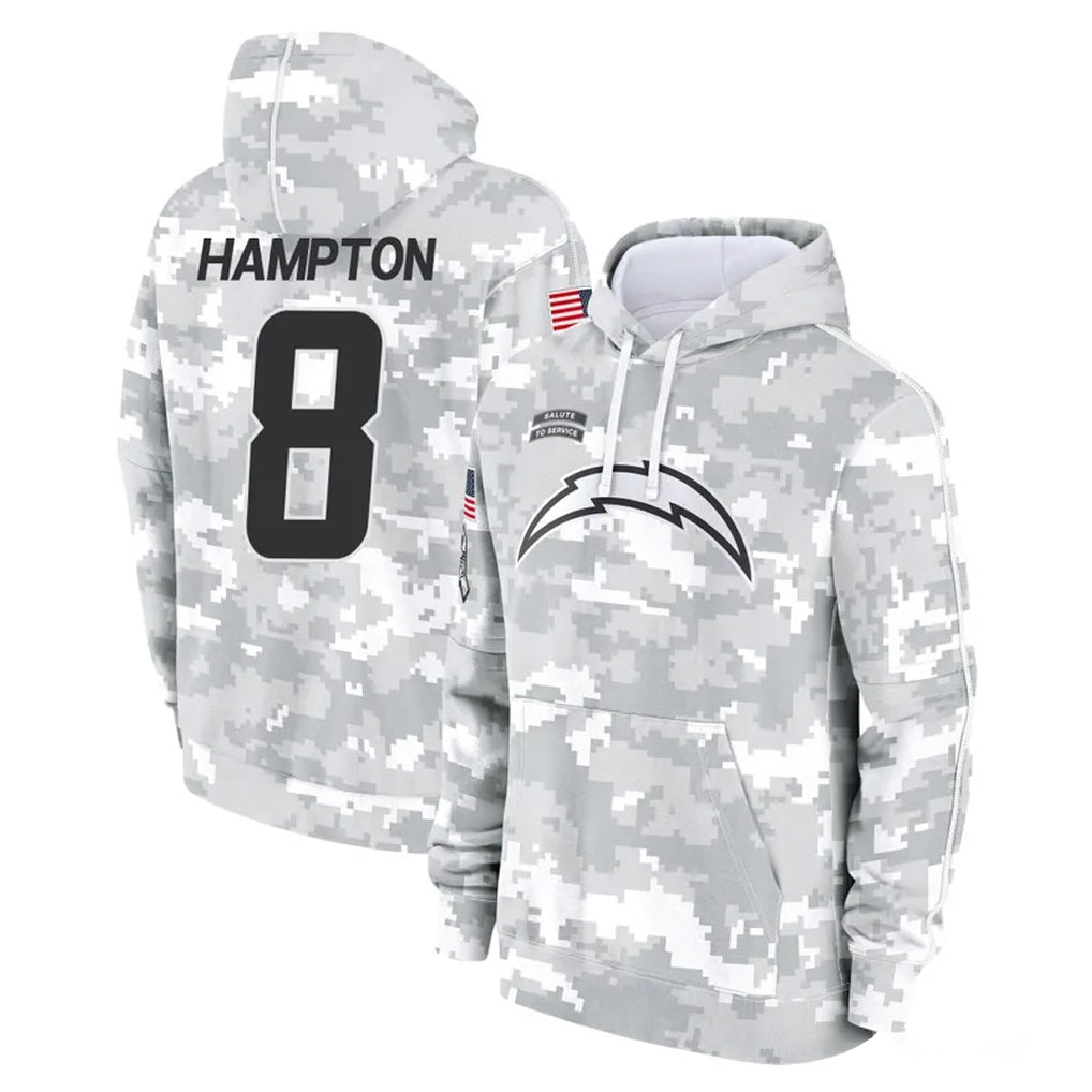 LA.Chargers #8 Omarion Hampton Player Arctic Camo Salute to Service Hoodies Limited Game BALCE Stitched Jerseys